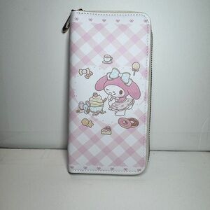 Pink and White Checkered Wallet with Character Design